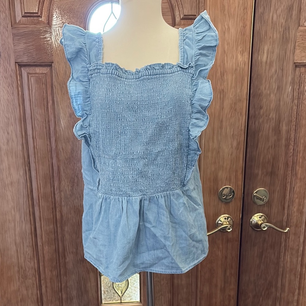 OLD NAVY Blue Ruffle Smocked Top